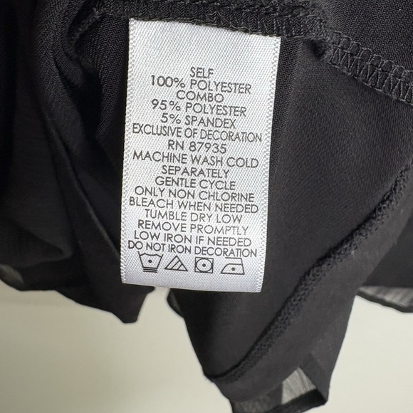 Susan Graver Artisan Women Blouse 12 Black Velvet Velour Chiffon Cocktail Mature - Picture 7 of 11